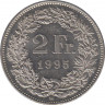  Монета. Швейцария. 2 франка 1995 год. ав.