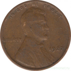 Монета. США. 1 цент 1927 год.