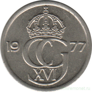 Монета. Швеция. 10 эре 1977 год.
