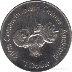 Монета. Новая Зеландия. 1 доллар 1989 год. XIV Игры Содружества 1990. Штангист.
