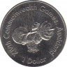 Монета. Новая Зеландия. 1 доллар 1989 год. XIV Игры Содружества 1990. Штангист. ав.