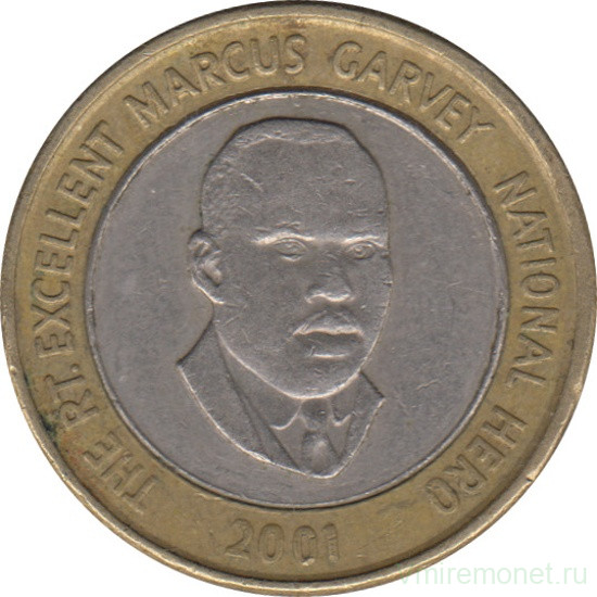 Монета. Ямайка. 20 долларов 2001 год.