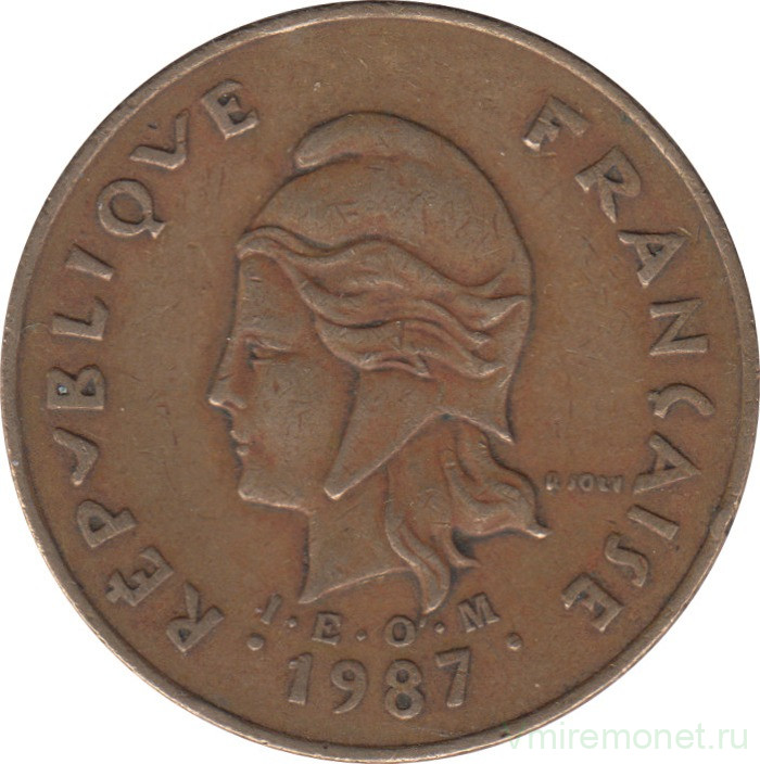 Монета. Новая Каледония. 100 франков 1987 год.