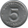  Монета. ГДР. 5 пфеннигов 1949 года (А). рев.