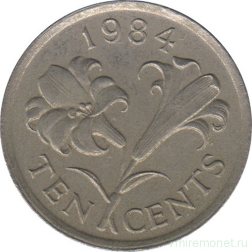 Монета. Бермудские острова. 10 центов 1984 год.