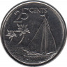 Монета. Багамские острова. 25 центов 2015 год. ав.