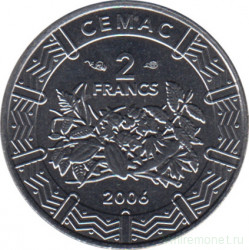 Монета. Центральноафриканский экономический и валютный союз (ВЕАС). 2 франка 2006 год.