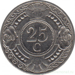 Монета. Нидерландские Антильские острова. 25 центов 2010 год.