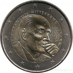 Монета. Франция. 2 евро 2016 год. 100 лет со дня рождения Франсуа Миттерана.