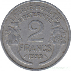 Монета. Франция. 2 франка 1959 год.