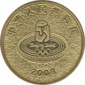 Монеты. Китай 1 юань 2008 год. XXIX летние Олимпийские игры Пекин 2008. Тяжёлая атлетика. рев.
