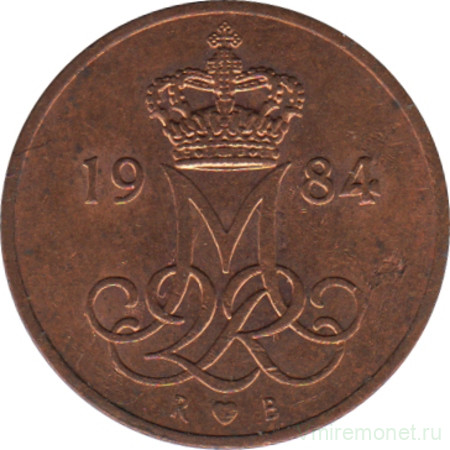 Монета. Дания. 5 эре 1984 год.