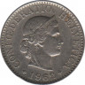  Монета. Швейцария. 5 раппенов 1962 год. ав.