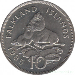 Монета. Фолклендские острова. 10 пенсов 1985 год.