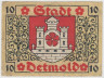 Бона. Нотгельд. Германия. Город Детмольд. 10 пфеннигов 1920 год. Вариант 268.1.а. ав.