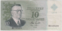Банкнота. Финляндия. 10 марок 1963 год. Тип 104r(56).