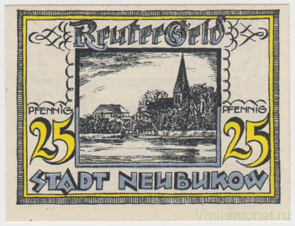 Бона. Нотгельд. Германия. Город Нюбуков. 25 пфеннигов 1922 год. Вариант 936.1.2.