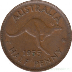 Монета. Австралия. 1/2 пенни 1955 год.