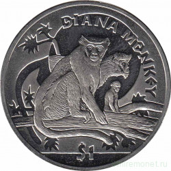 Монета. Сьерра-Леоне. 1 доллар 2009 год. Мартышка Диана.