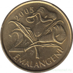 Монета. Свазиленд. 2 эмалангени 2005 год.