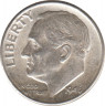 Монета. США. 10 центов 1946 год. Серебряный дайм Рузвельта. Монетный двор D. ав.