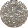 Монета. США. 10 центов 1946 год. Серебряный дайм Рузвельта. Монетный двор D. рев.