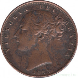 Монета. Великобритания. 1 фартинг 1853 год.