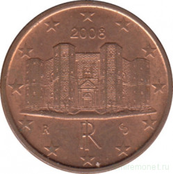 Монета. Италия. 1 цент 2008 год.
