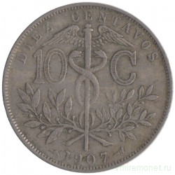 Монета. Боливия. 10 сентаво 1907 год.