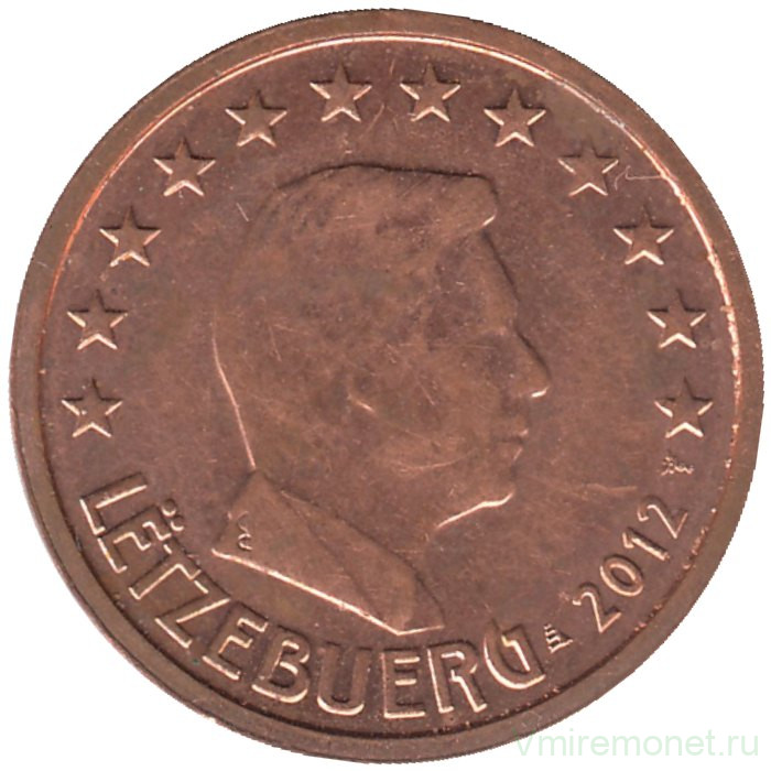 Монета. Люксембург. 2 цента 2012 год.    