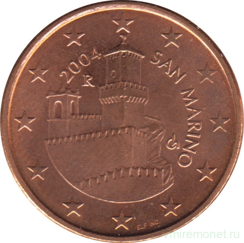 Монета. Сан-Марино. 5 центов 2004 год.