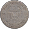 Монета. Германия. Третий Рейх. 5 рейхсмарок 1934 год. Монетный двор - Мюнхен (D). 1 год нацистскому режиму. (С подписью). рев.