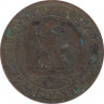 Монета. Франция. 2 сантима 1855 год. А, "голова собаки". рев.