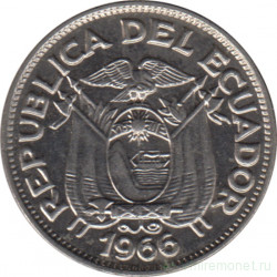 Монета. Эквадор. 20 сентаво 1966 год.