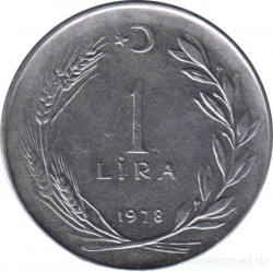 Монета. Турция. 1 лира 1978 год.