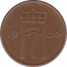 Монета. Норвегия. 5 эре 1956 год. ав.