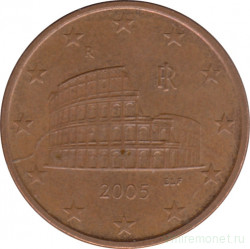 Монета. Италия. 5 центов 2005 год.