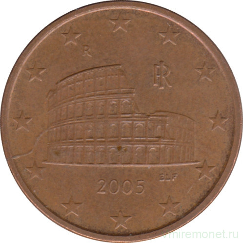 Монета. Италия. 5 центов 2005 год.