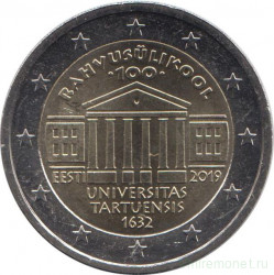 Монета. Эстония. 2 евро 2019 год. 100 лет преподаванию на эстонском языке в Тартуском университете.