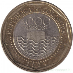 Монета. Колумбия. 1000 песо 2024 год.