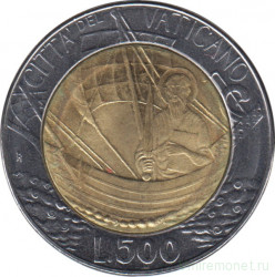 Монета. Ватикан. 500 лир 1985 год. Святой Павел в лодке.