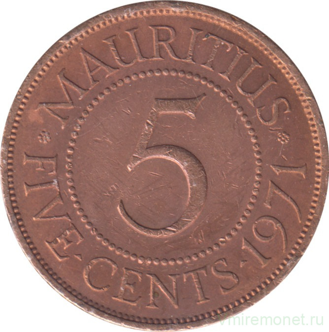 Монета. Маврикий. 5 центов 1971 год.
