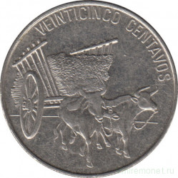 Монета. Доминиканская республика. 25 сентаво 1989 год.