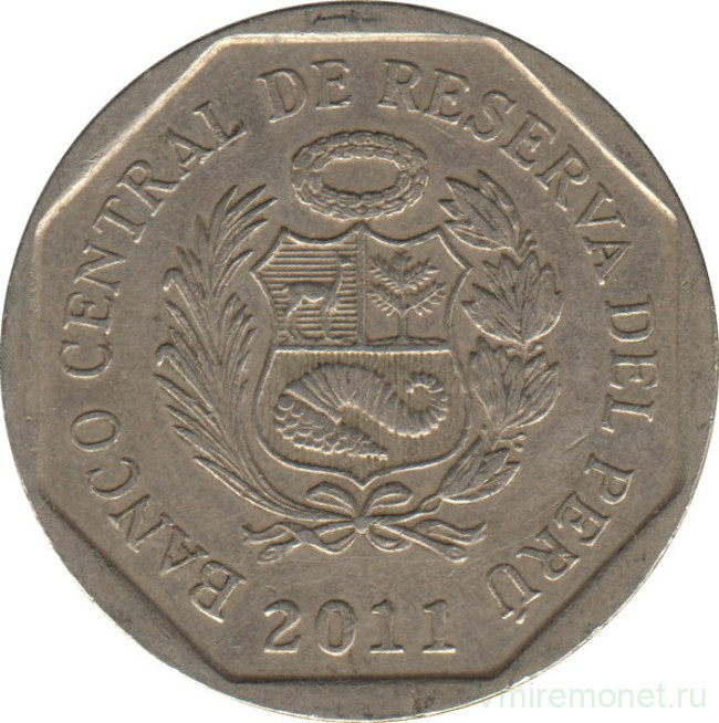 Монета. Перу. 1 соль 2011 год.