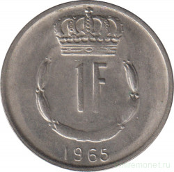 Монета. Люксембург. 1 франк 1965 год.