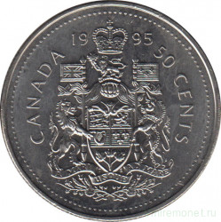 Монета. Канада. 50 центов 1995 год.