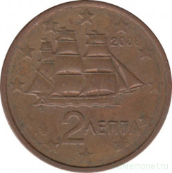 Монета. Греция. 2 цента 2006 год.