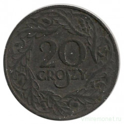 Монета. Польша. 20 грошей 1923 (1939) год. Оккупация.