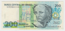 Банкнота. Бразилия. 200 крузейро 1989 год.