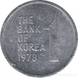 Монета. Южная Корея. 1 вона 1978 год.